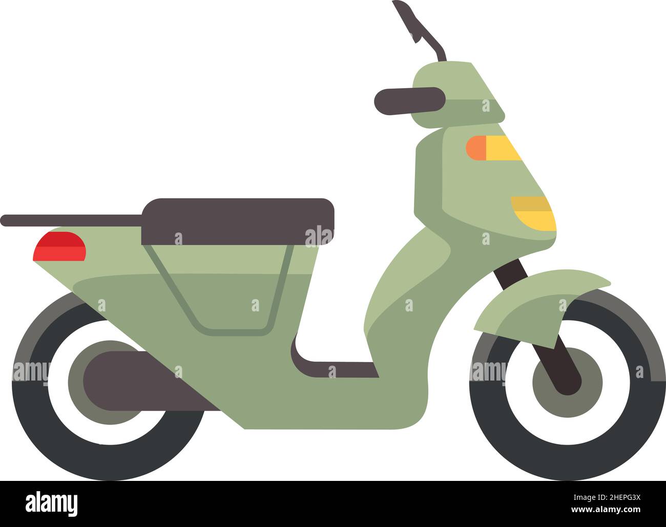 Vue latérale du scooter vert.Icône de vélo cyclomoté Illustration de Vecteur