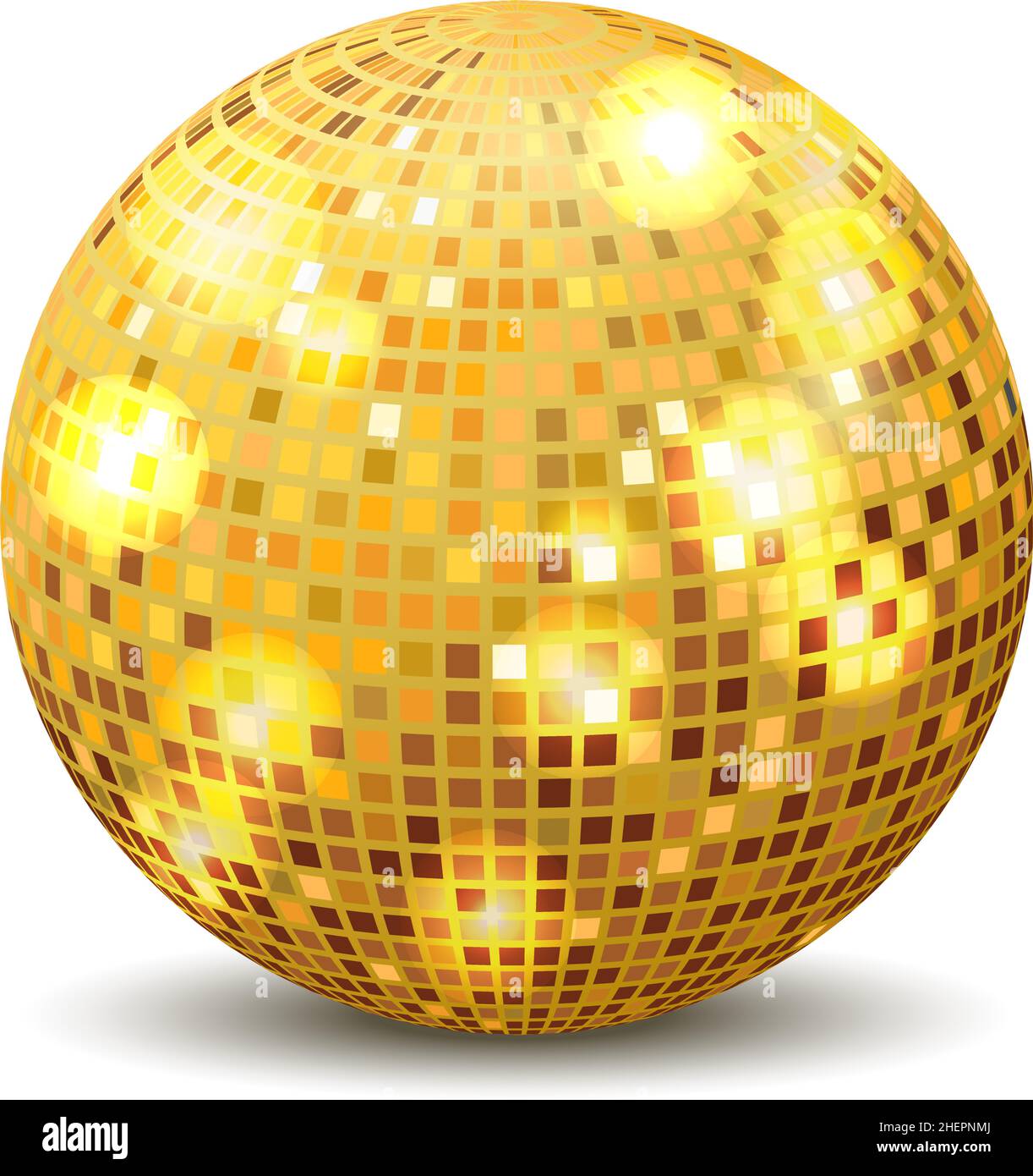 Boule scintillante dorée.Une lumière disco réaliste Illustration de Vecteur