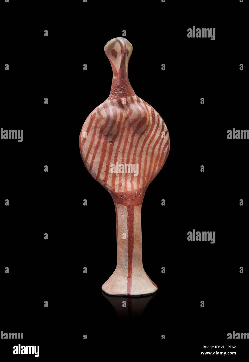 Figurine femelle mycénienne, type Phi, 1300-1180 av. J.-C.Site archéologique de Mycenae Musée, Grèce.Du cimetière de Kalkani, tombeau E, Ref LH IIIB, le phii ty Banque D'Images
