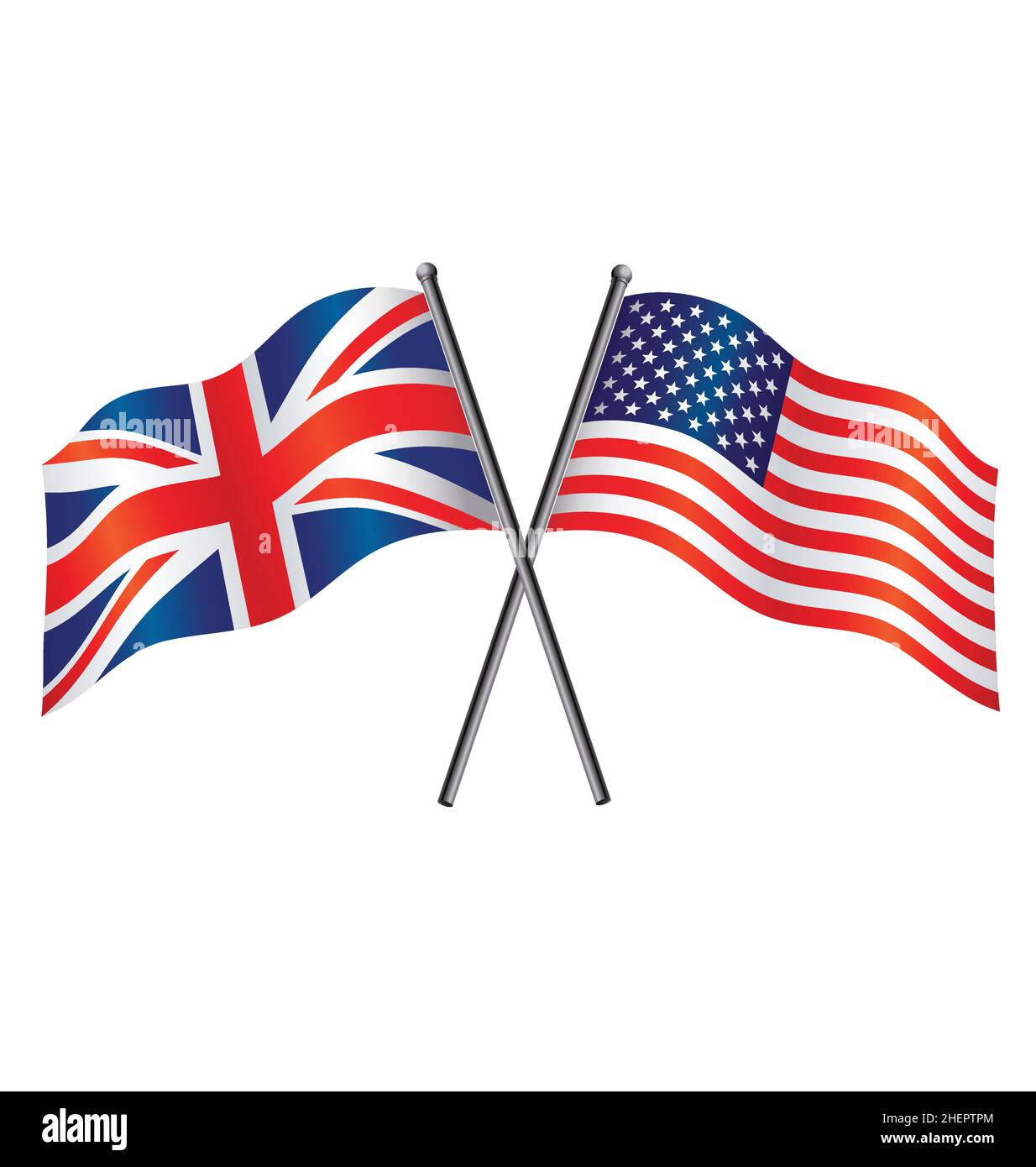 Etats-Unis et Royaume-Uni drapeaux du royaume-uni dans la relation alliance ou contre vecteur croisé isolé sur fond blanc Illustration de Vecteur