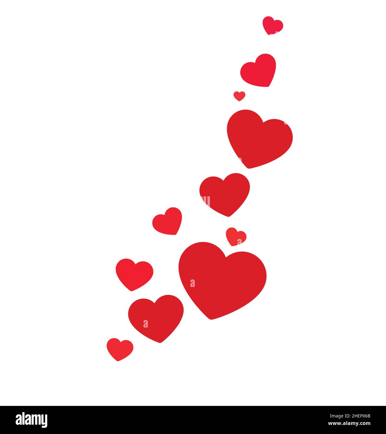beau rouge amour coeurs flottant montant valentines diverses tailles vecteur isolé sur fond blanc Illustration de Vecteur
