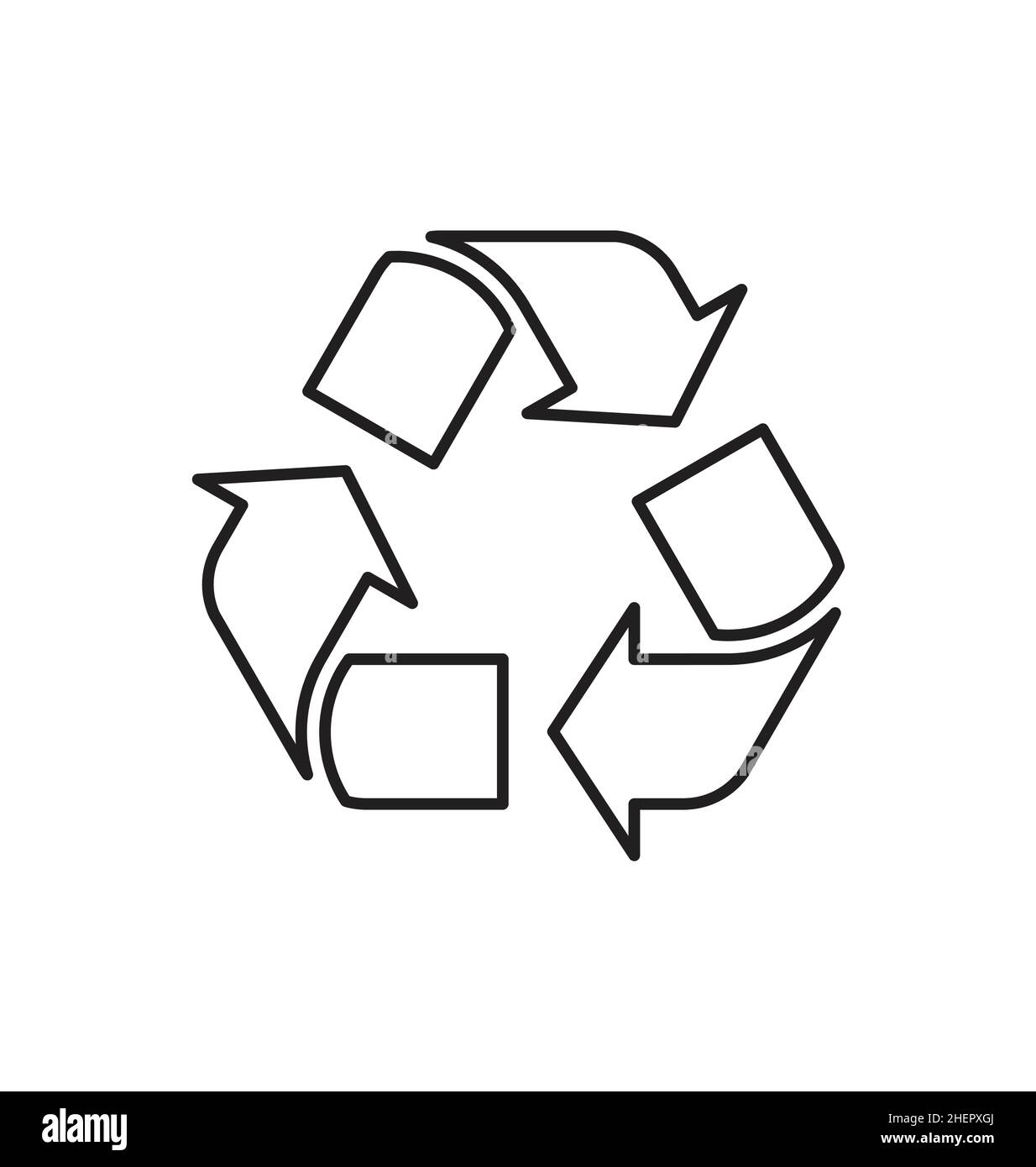 triangle classique recycle logo contour linéart vecteur isolé sur fond blanc Illustration de Vecteur