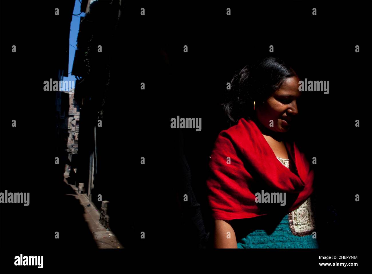 La vie quotidienne dans la ville de Bhaktapur, classée au patrimoine mondial de l'UNESCO. Banque D'Images