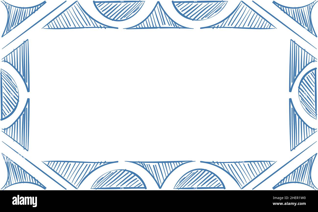 Joli cadre en griffonné.Déco trait encre stylo Illustration de Vecteur