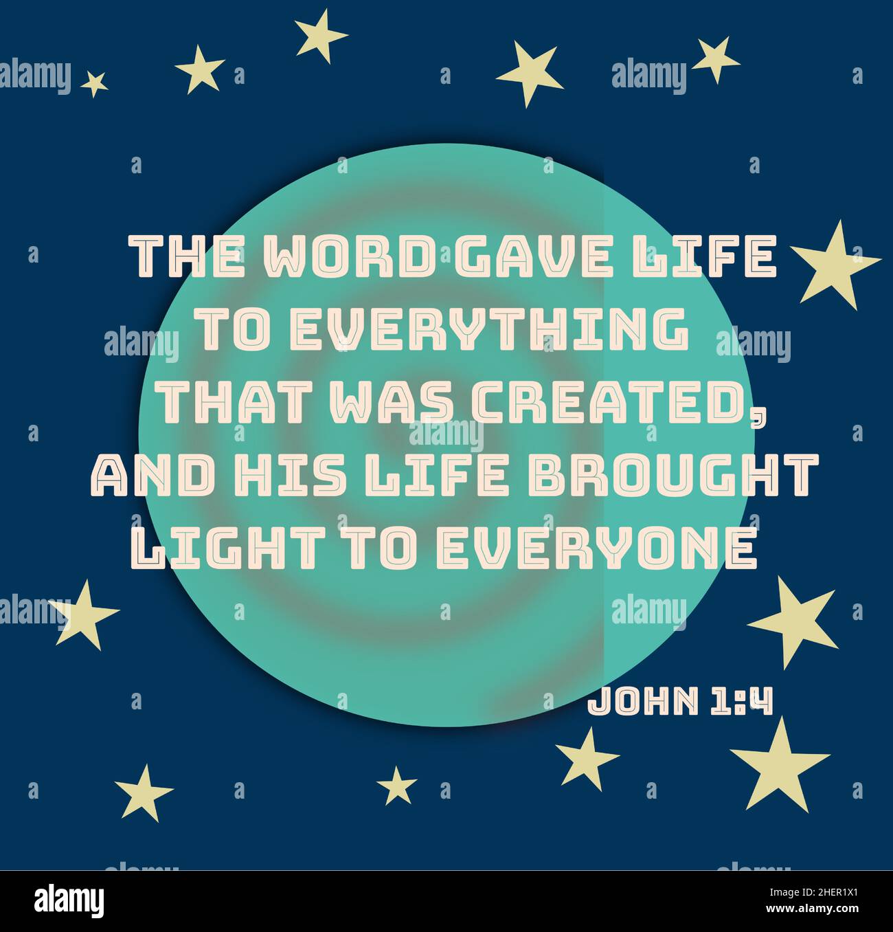 Texte : le mot donne vie à tout ce qui a été créé, et sa vie apporte la lumière à tout le monde.Texte de la Bible : Jean 1:4 Illustration de Vecteur