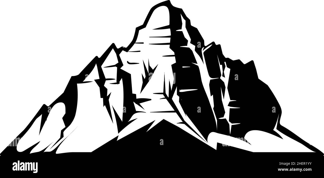 Symbole haute montagne.Logo du club alpin.Panneau d'alpinisme Illustration de Vecteur