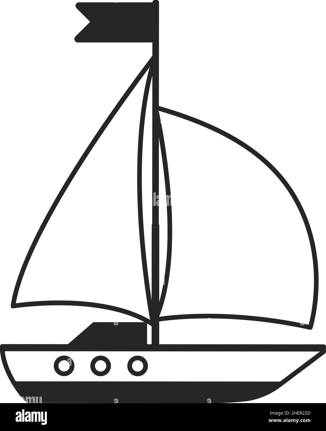 Icône bateau à voile.Joli petit yacht.Jouet pour bateau Illustration de Vecteur