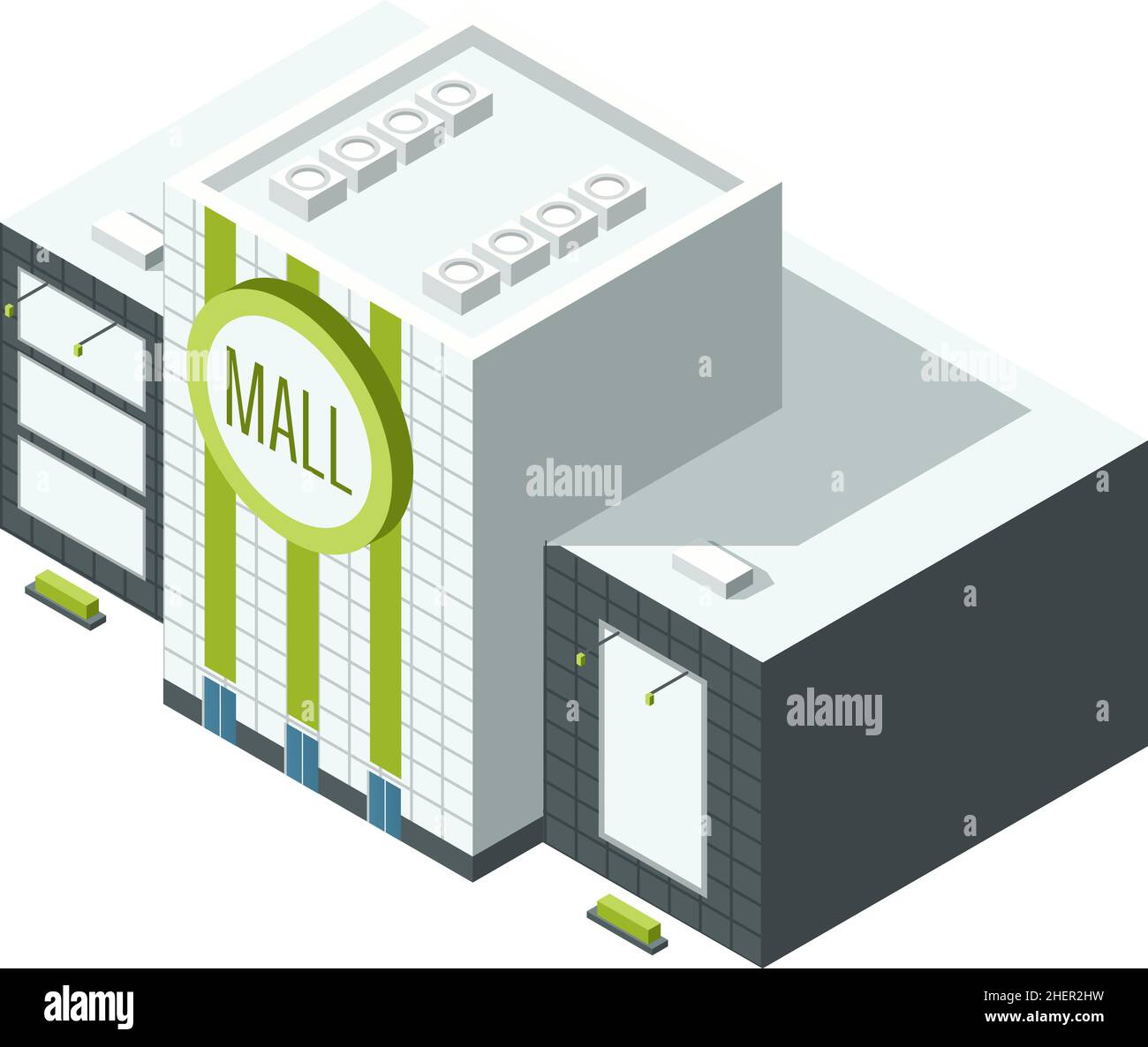Centre commercial isométrique.Grand magasin urbain.Centre commercial Illustration de Vecteur