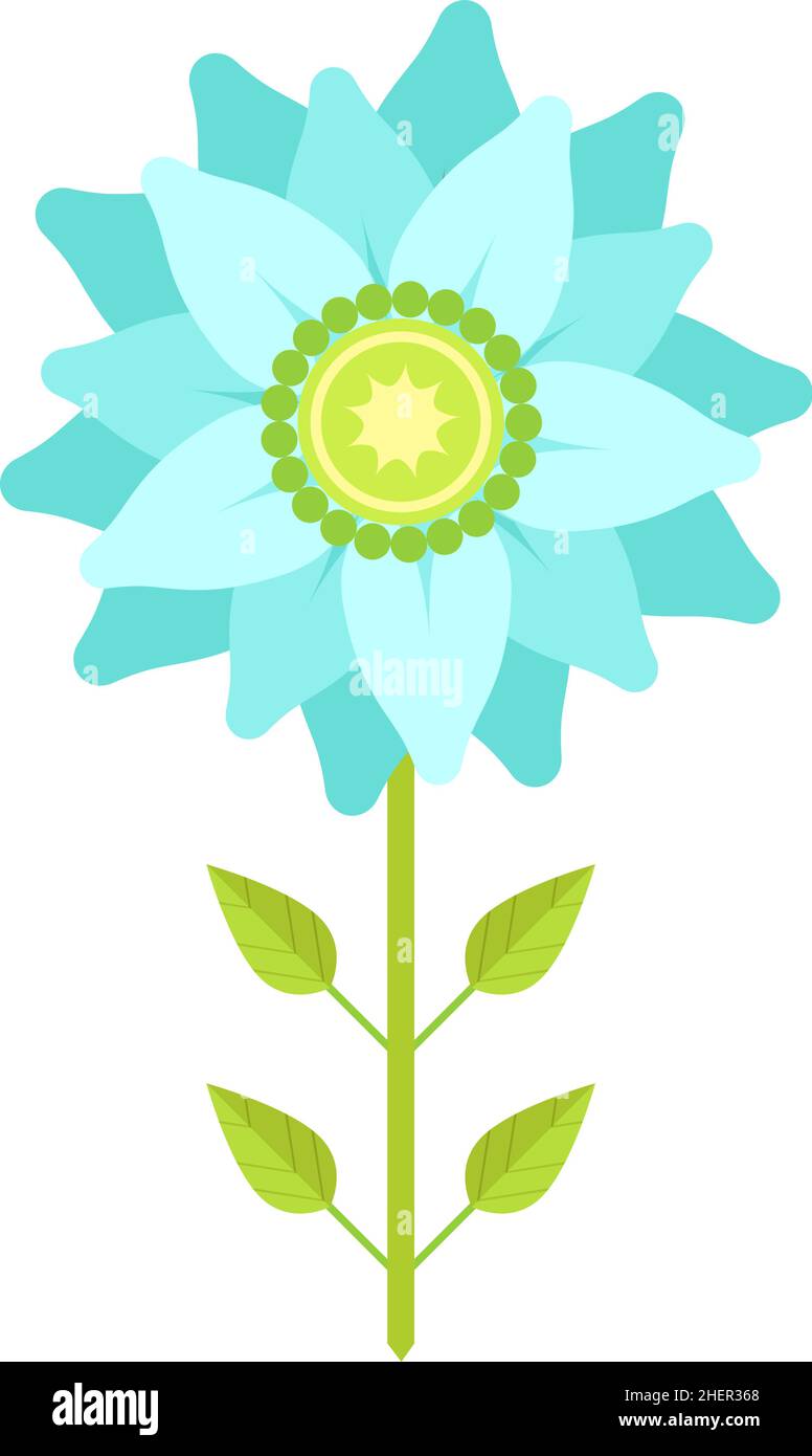 Icône de fleur bleue.Plante de prairie verte en croissance Illustration de Vecteur