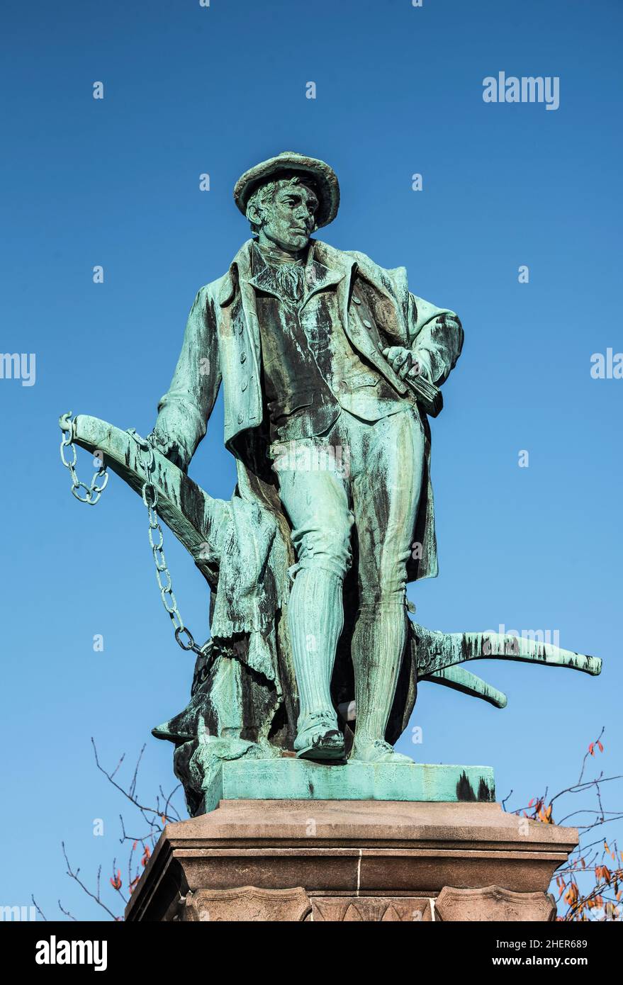 Statue du poète national écossais de Robert Burns dans les jardins de Fountain Paisley Ecosse Banque D'Images