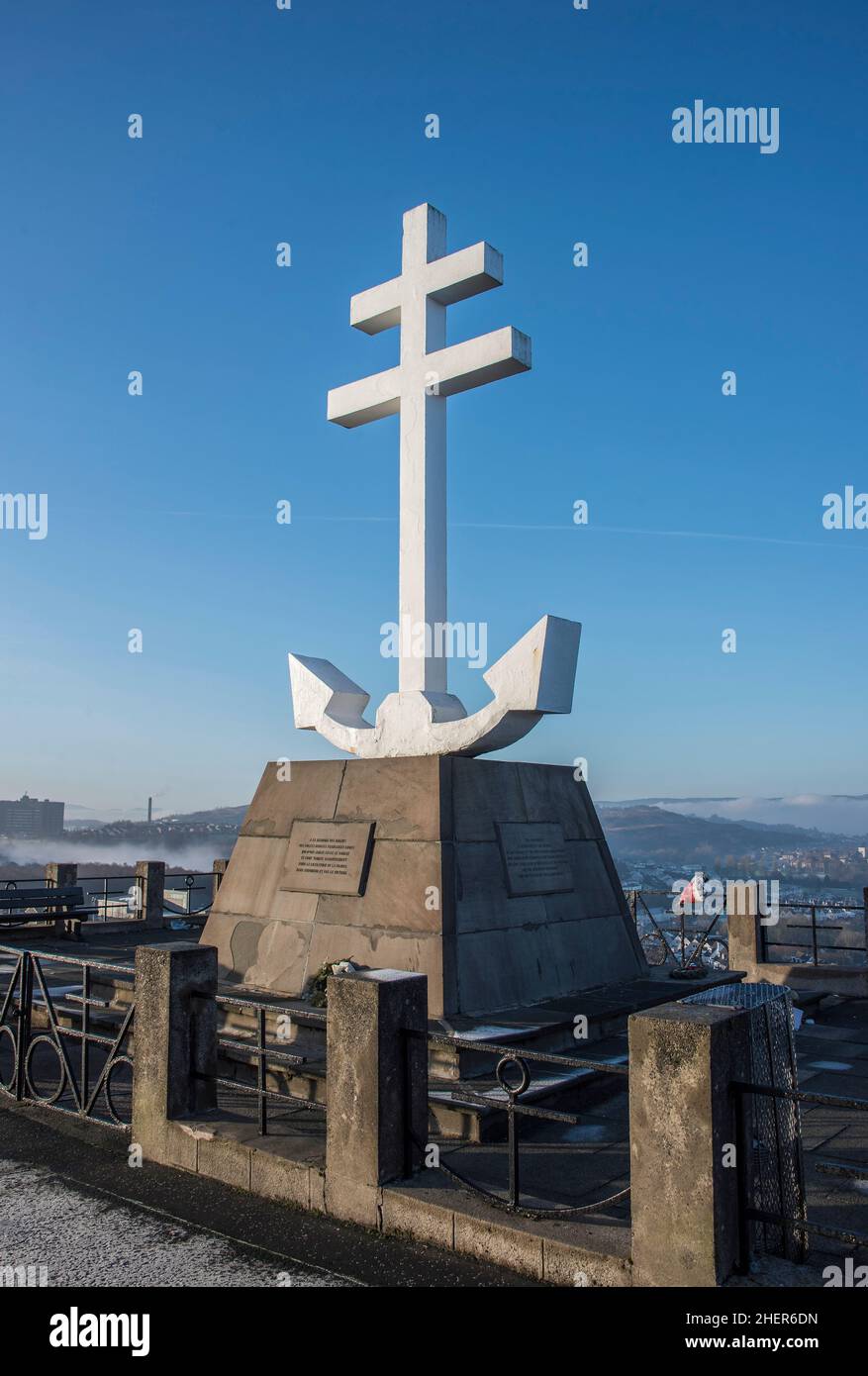 Free French Memorial Cross sur Lyle Hill Greenock Inverclyde Scotland Banque D'Images