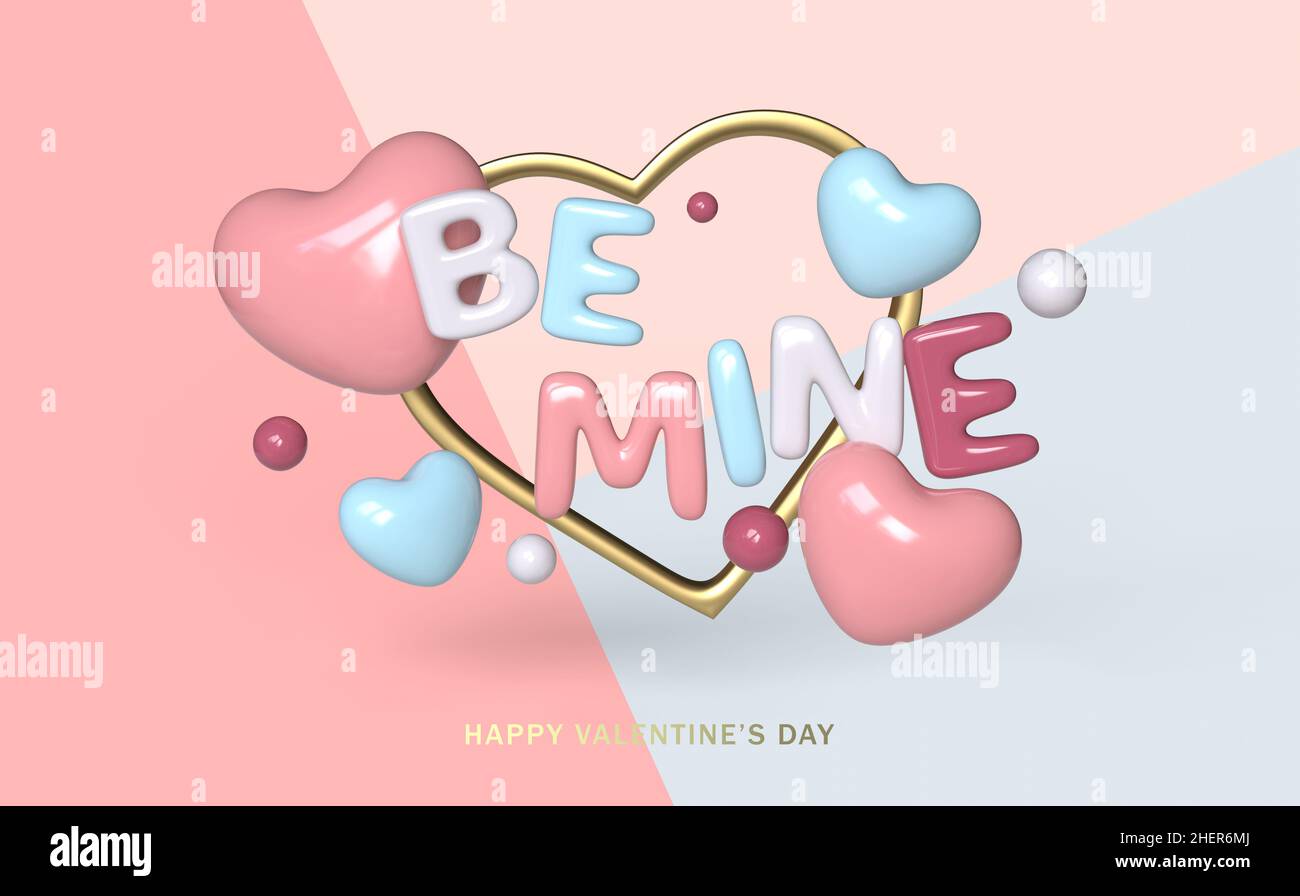 Carte de voeux pour la Saint-Valentin.3D illustration. Banque D'Images