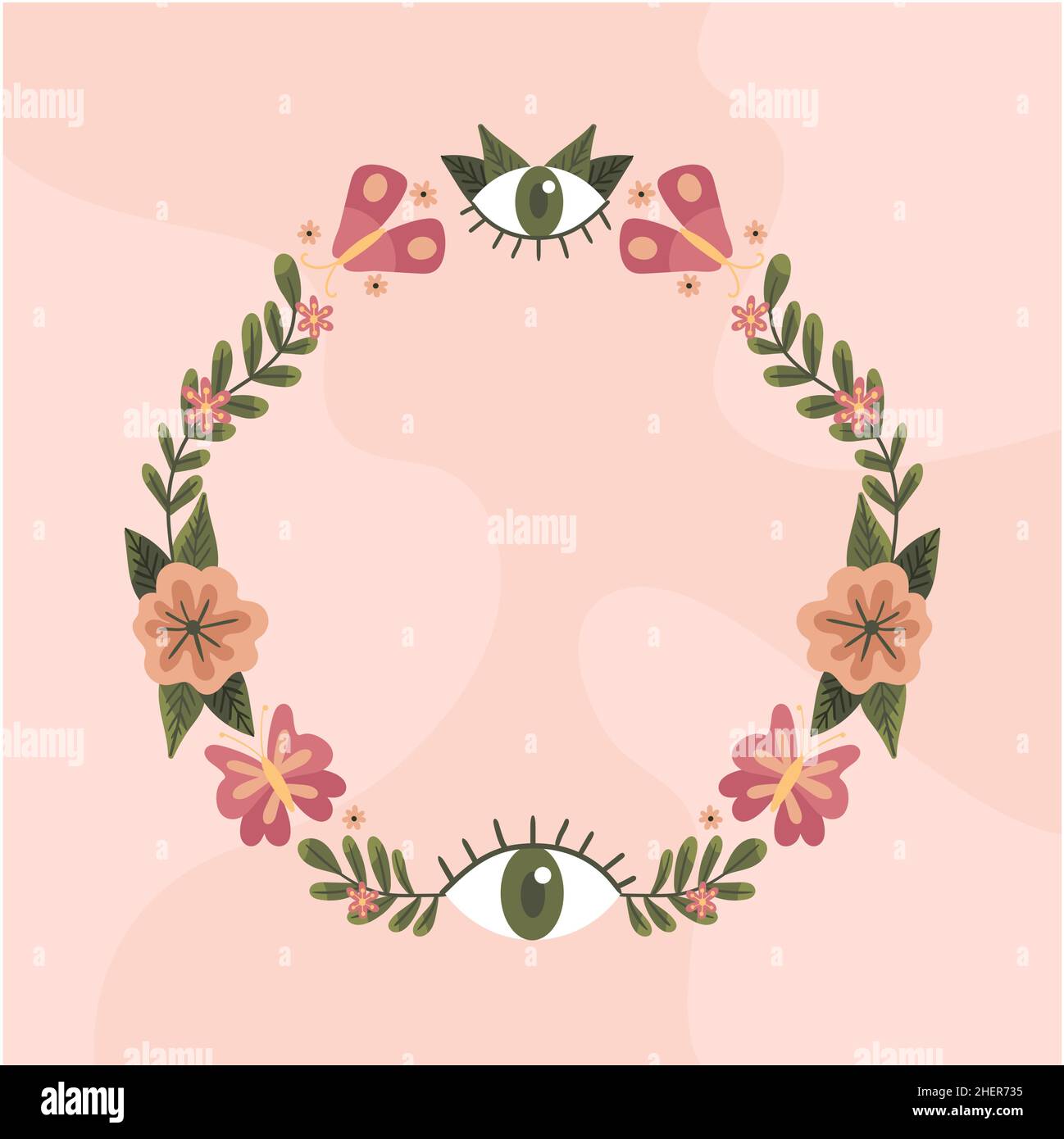 Dessin main plat cadre boho illustration vectorielle. Illustration de Vecteur