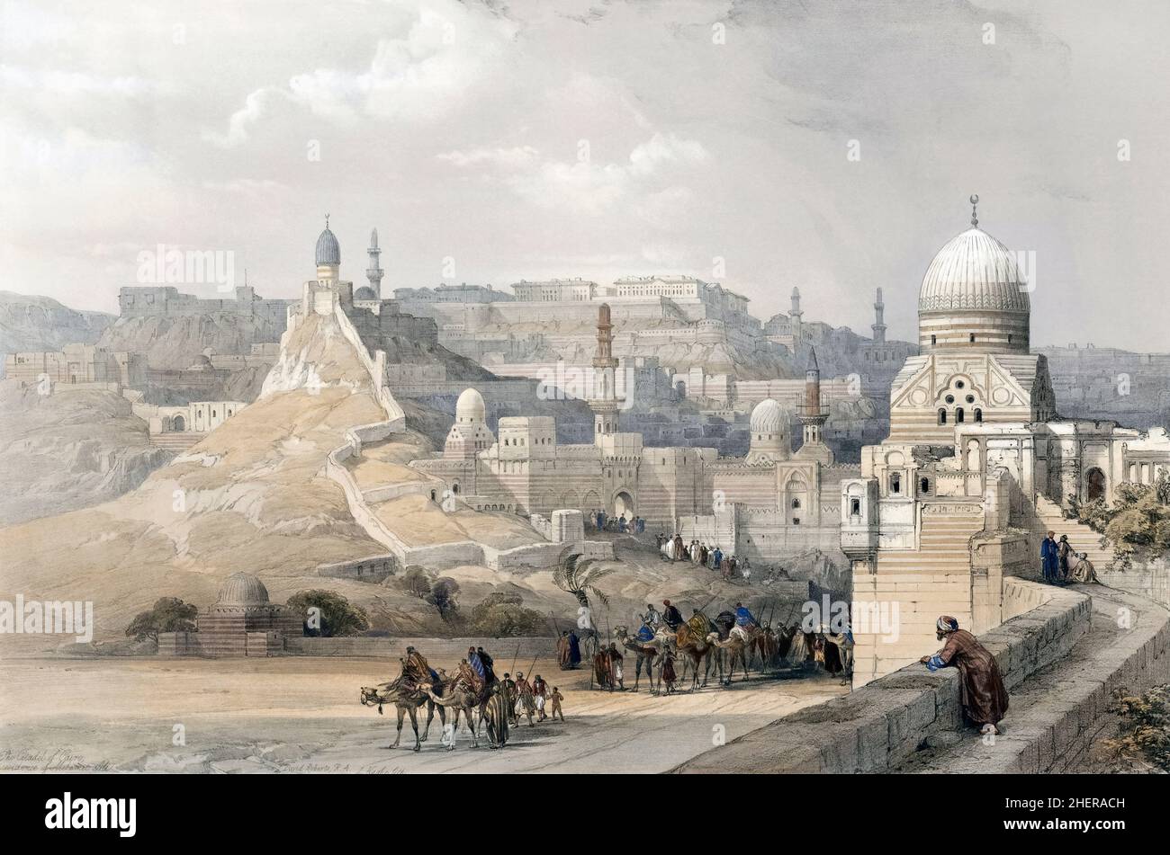 Citadelle du Caire, la résidence de la Pashia.Après une œuvre de l'artiste écossais David Roberts, 1796-1864 ans, et du lithographe belge Louis Haghe, 1806-1885.Du volume 6 de la Terre Sainte, Syrie, Idumea, Arabie, Egypte,Et Nubia.Les six volumes ont été publiés entre 1842 et 1849. Banque D'Images