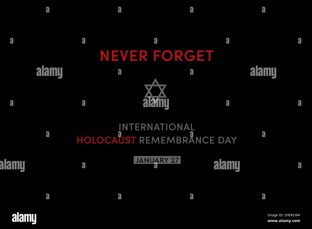Illustration de la Journée internationale de commémoration de l'Holocauste.Étoile juive sur fond noir.Affiche du jour du souvenir de l'Holocauste, janvier 27 Banque D'Images