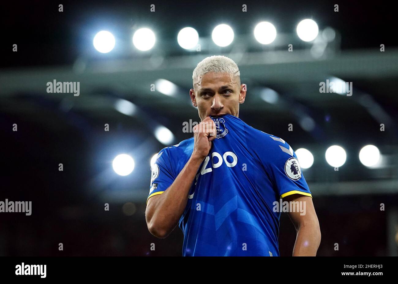 Photo du dossier datée du 06-12-2021 de Richarlison d'Everton, qui est retournée à la formation après une blessure.Date de publication : le mercredi 12 janvier 2022. Banque D'Images