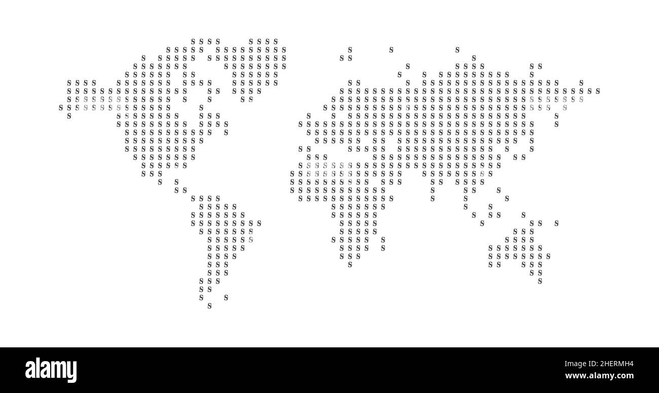 Carte du monde du dollar.Carte du monde faite des icônes du dollar américain.Illustration vectorielle de stock isolée Illustration de Vecteur