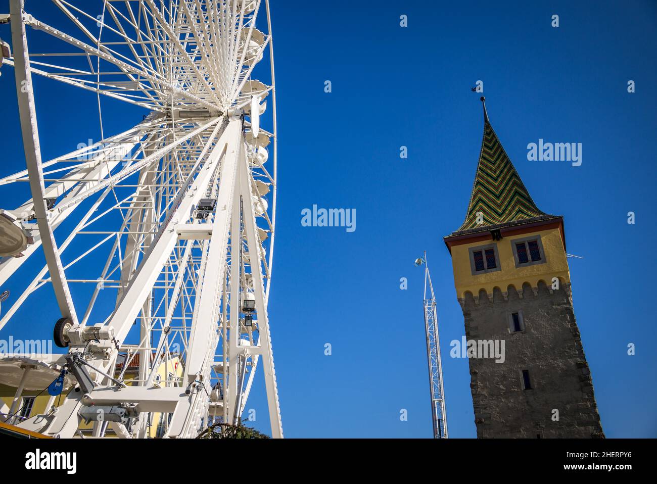 Roue géante au port de Lindau, Souabe, Bavière, Allemagne, Lindau (lac de Constance),Bavière, Allemagne Banque D'Images