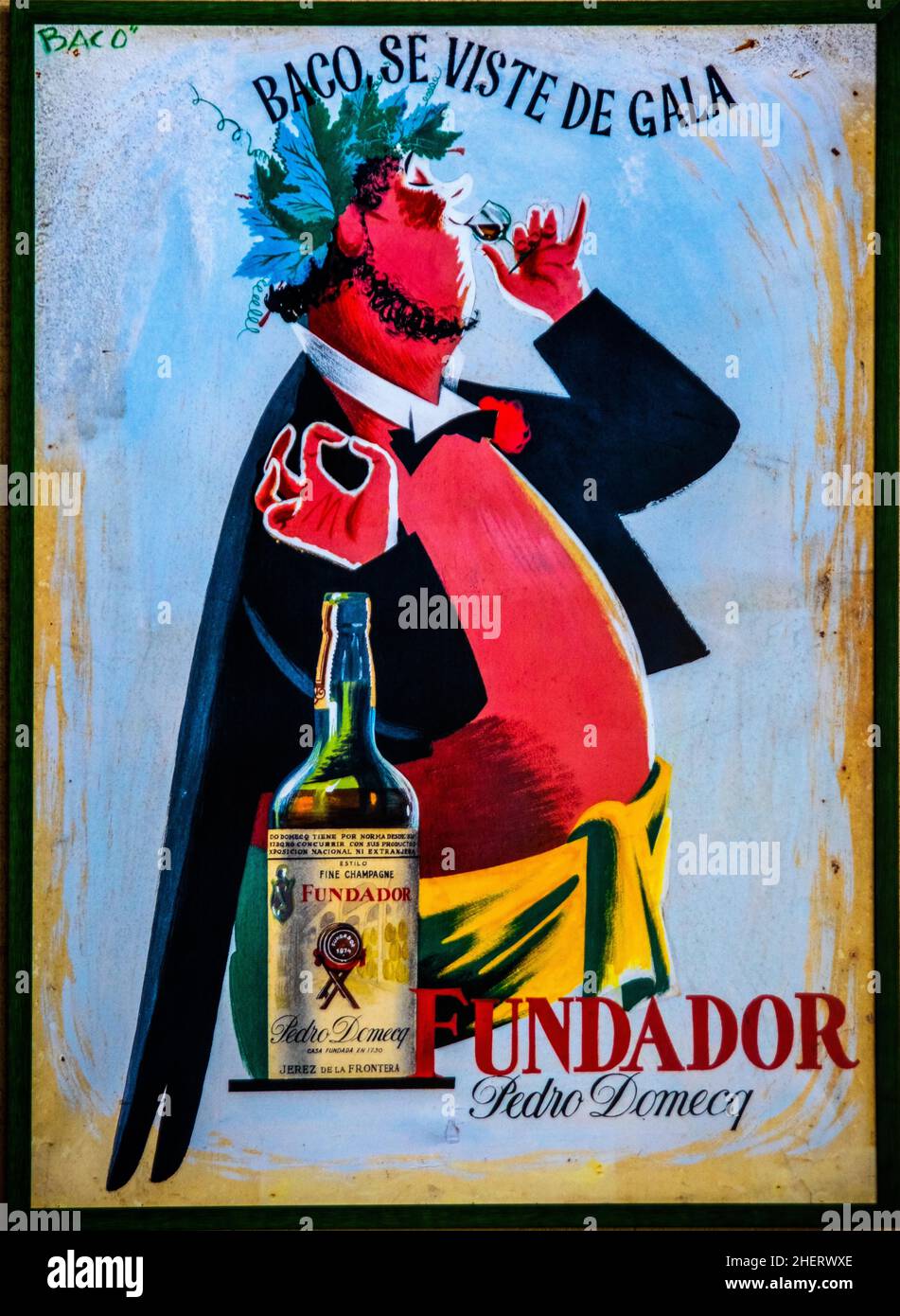 Musée avec de vieilles affiches publicitaires, Bodega Pedro Domecq, Jerez, Jerez, Andalousie,Espagne Banque D'Images