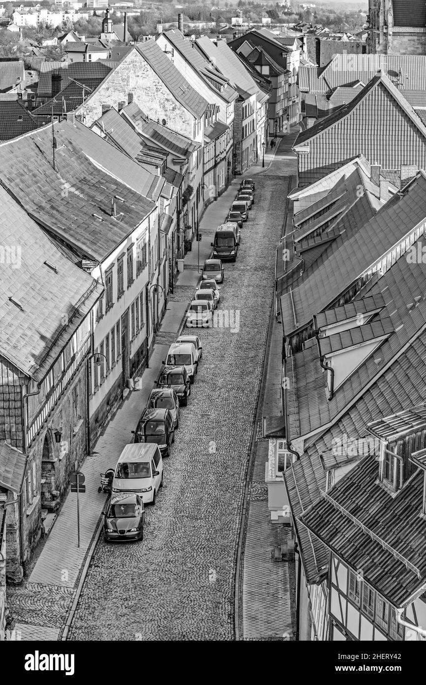 Vue sur la vieille ville de Muelhausen, Allemagne.La ville a été mentionnée pour la première fois en 967 et est devenue très importante dans le centre de l'Allemagne au Moyen-âge. Banque D'Images