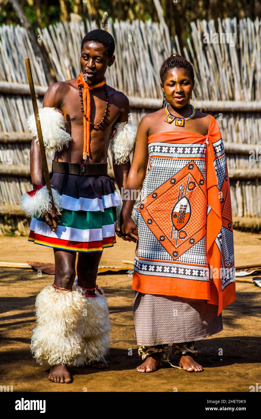 Cérémonie de mariage, aperçus de la vie swazie, village culturel swazzi, sanctuaire de la vie sauvage, Swaziland, eSwatini,Afrique du Sud, Millane Banque D'Images