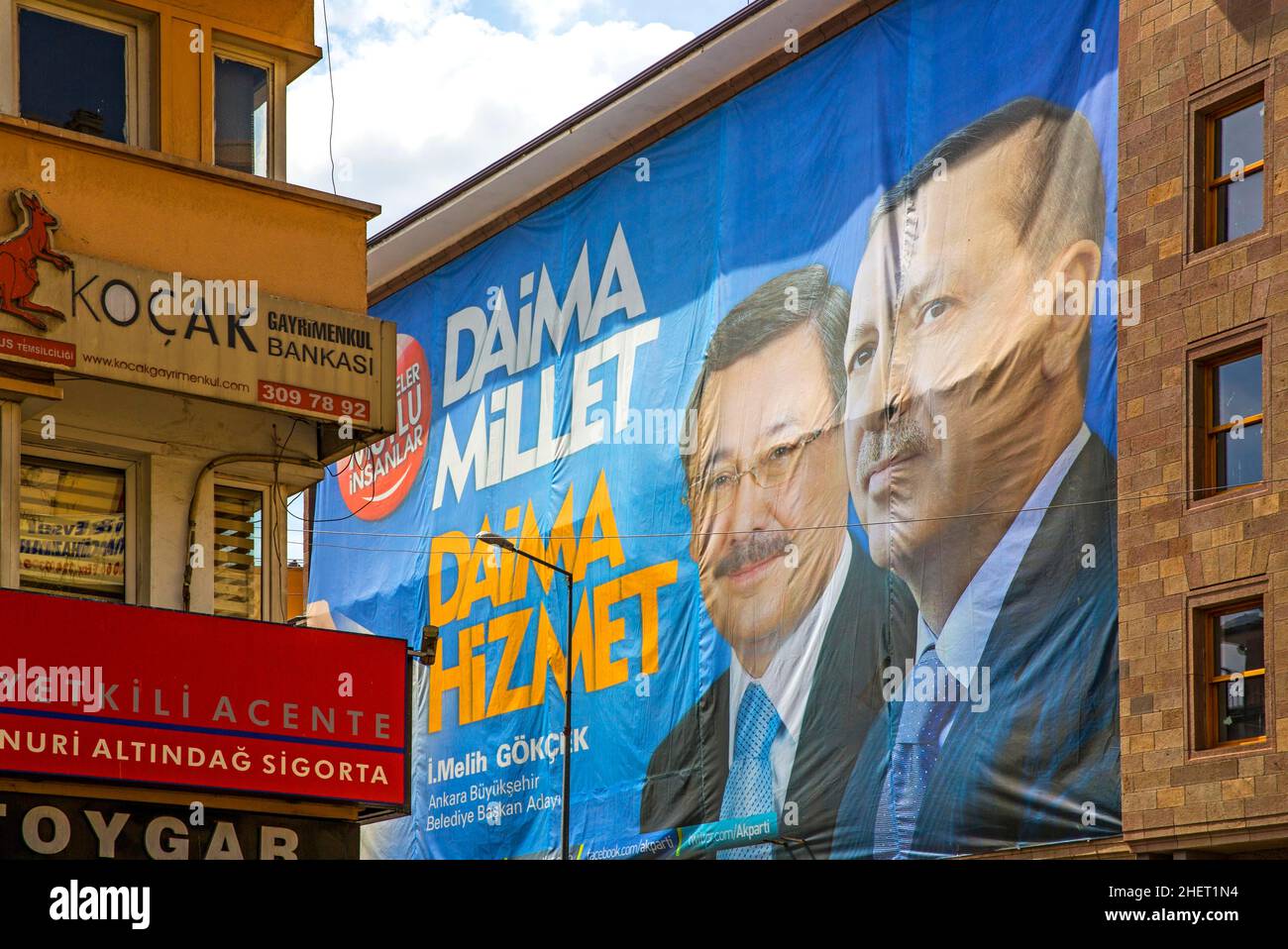 Bannière de campagne électorale avec Erdogan, Turquie, Ankara, Turquie Banque D'Images