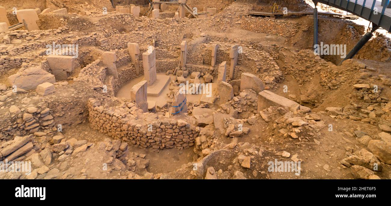 Photo d'arrière-plan de la bannière de Gobeklitepe.Lieux historiques de la Turquie.Bannière de voyage en Turquie. Banque D'Images