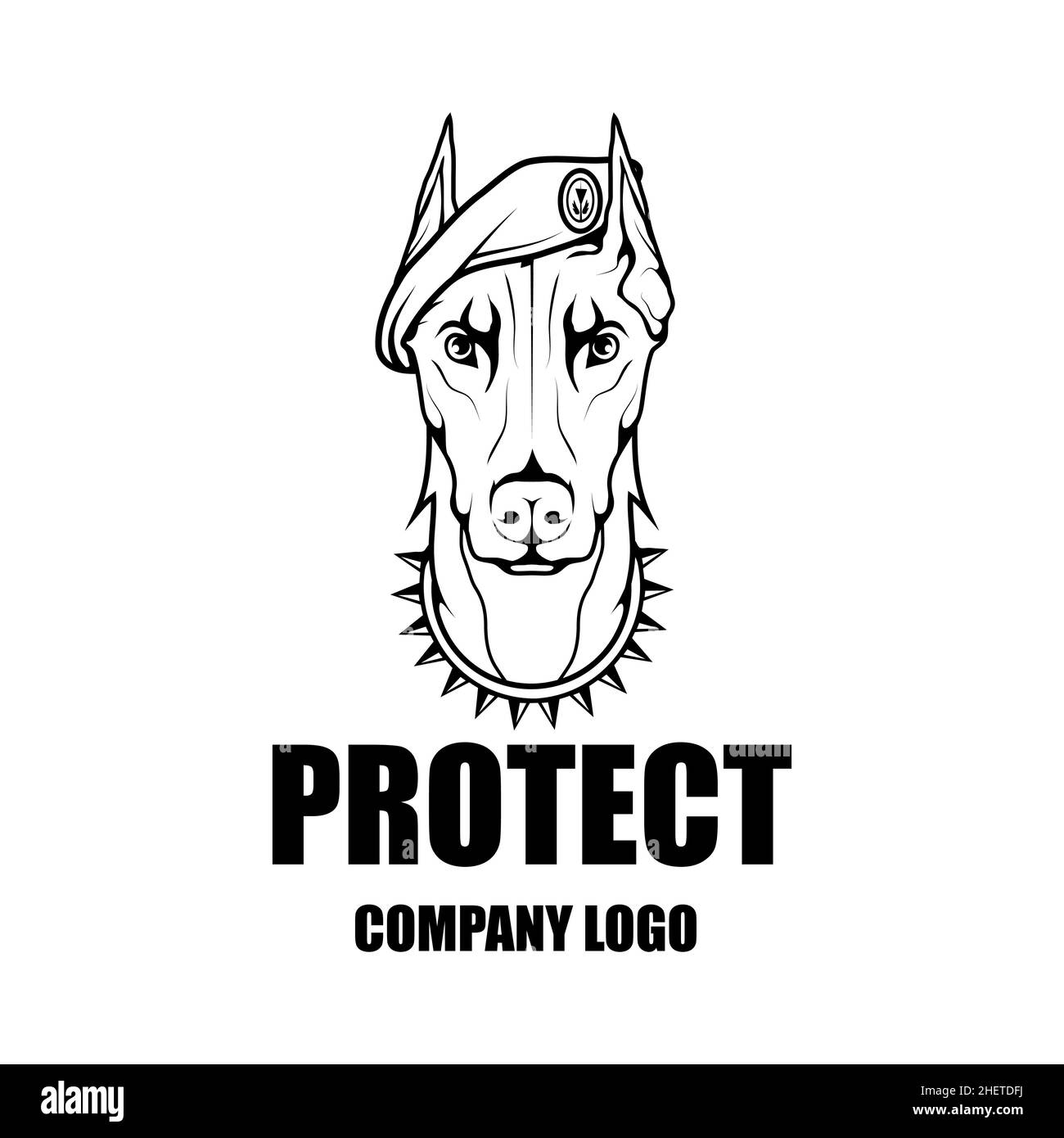 Logo de protection.Chien en uniforme.Logo Icon Illustration de Vecteur