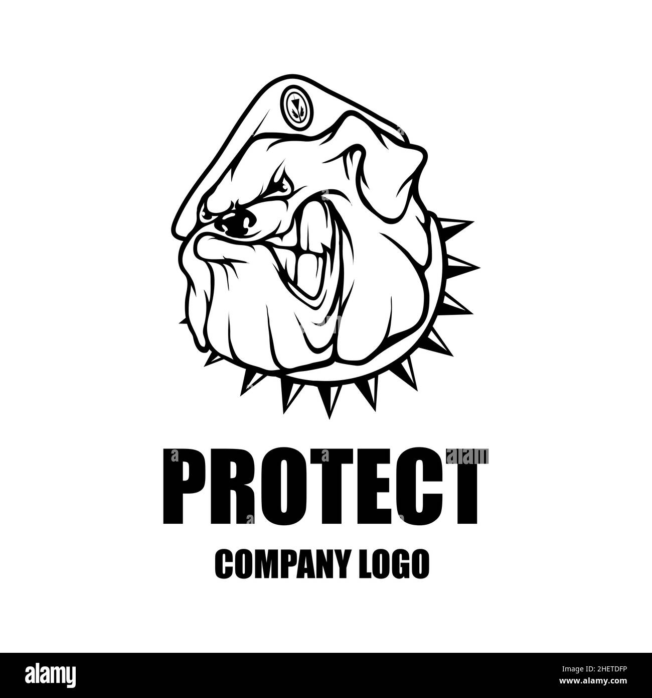 Modèle de conception du logo vectoriel de la société de sécurité.Logo de protection.Chien en uniforme.Logo Icon Illustration de Vecteur