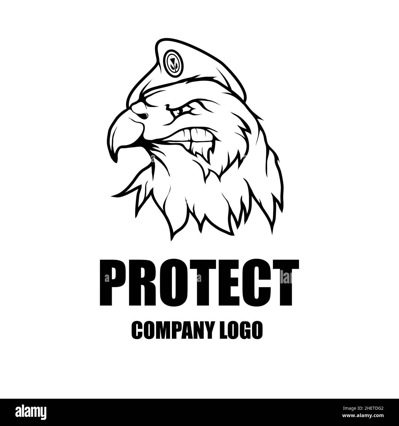 Modèle de conception du logo vectoriel de la société de sécurité.Logo de protection.Eagle en uniforme.Logo Icon. Illustration de Vecteur