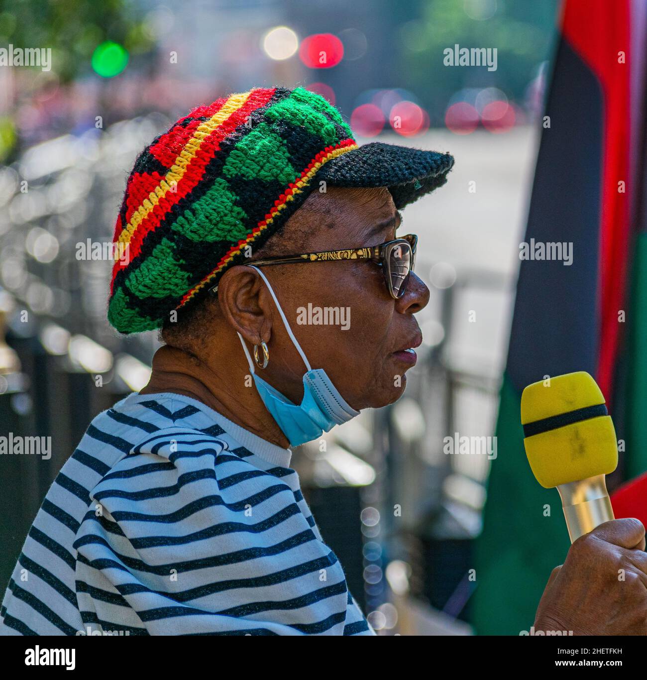 Le protestataire de Biafran à Westminster à Londres appelle Boris Johnson (PM britannique) à intervenir en détention de Nnamdi Kanu chef de l'IPOB / citoyen britannique Banque D'Images