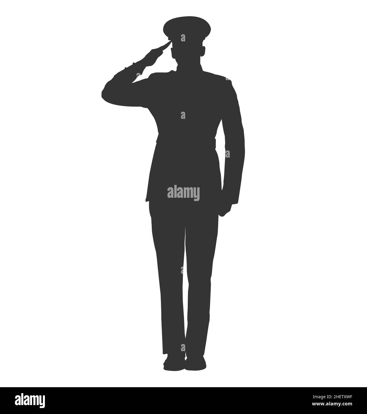 police militaire un soldat de la marine de la force aérienne salue le vecteur de silhouette sur fond blanc Illustration de Vecteur
