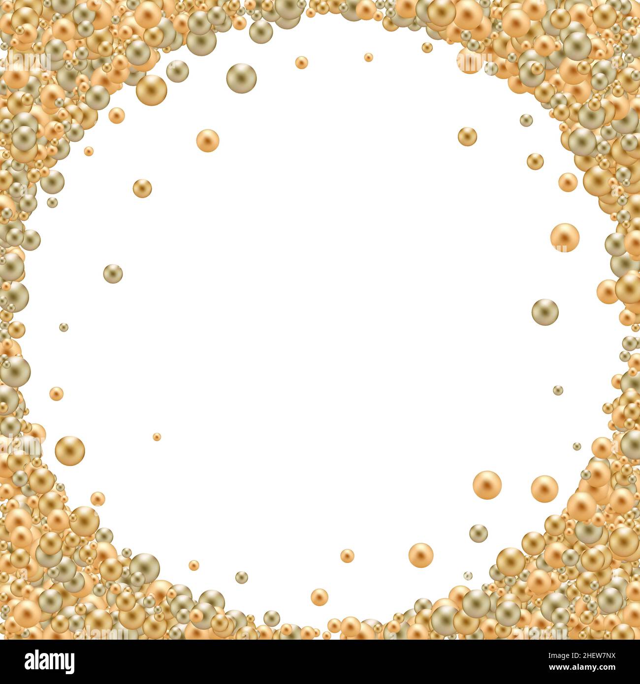 Perles d'or.Cadre photo arrière-plan festif Banque D'Images