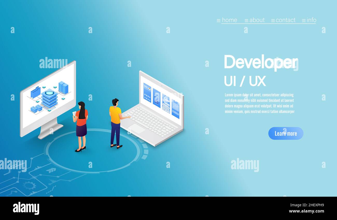 Business concept people working UI UX Development. Illustrations vectorielles. Illustration de Vecteur