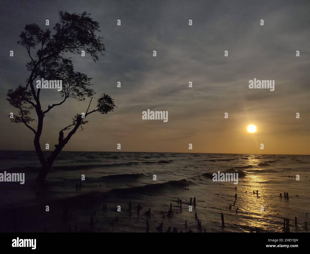 Une belle soirée au coucher du soleil sur la plage de Guliyakhali, Shitakund, Bangladesh Banque D'Images