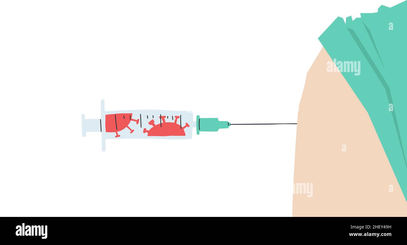 Injection du vaccin contre le coronavirus dans l'épaule d'une personne du caucase. Illustration de Vecteur
