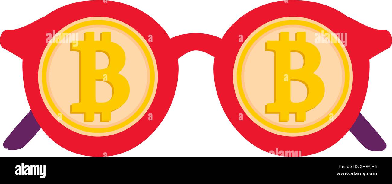 Bitcoin.Lunettes tendance avec un symbole Bitcoin précieux.Crypto-monnaie. Illustration de Vecteur