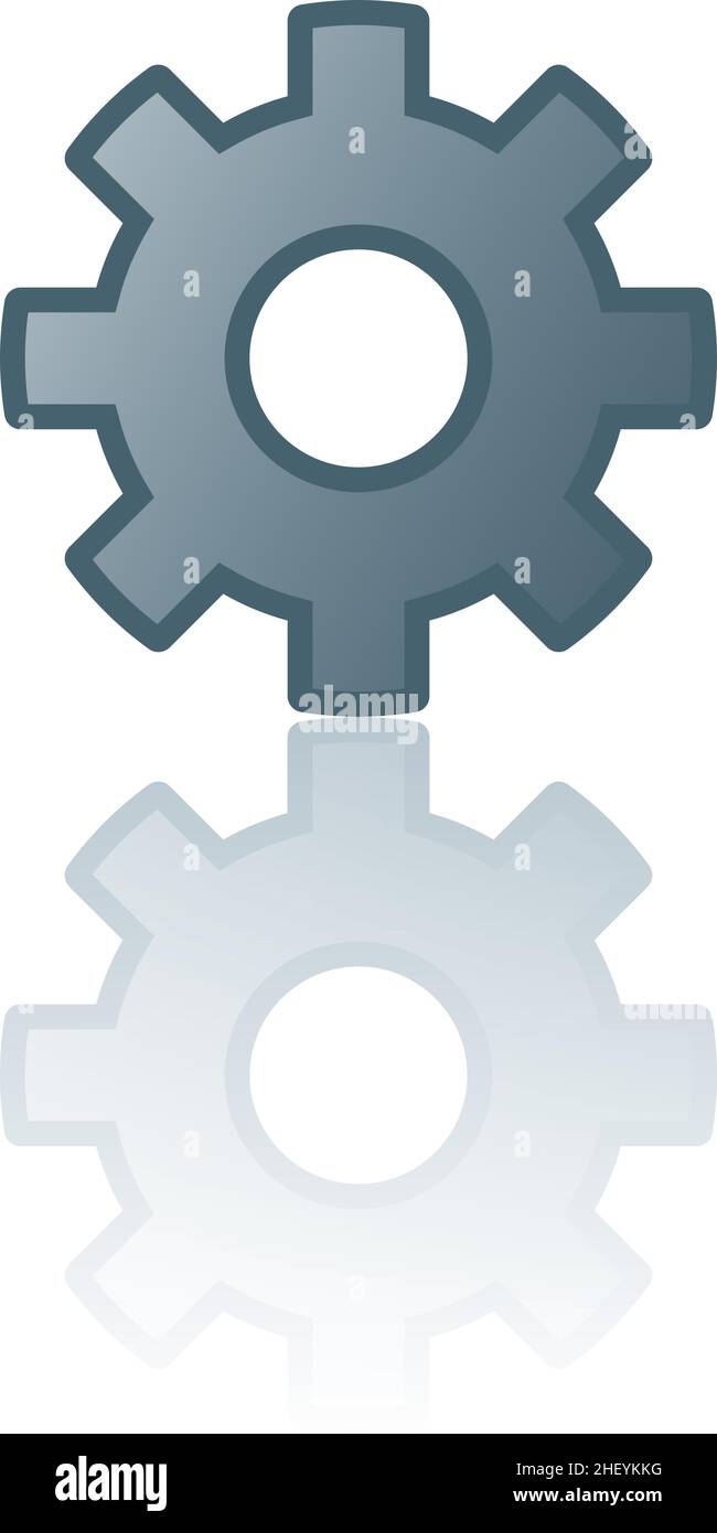 Icône de couleur avec réflexion sur le sol d'un engrenage. Illustration de Vecteur
