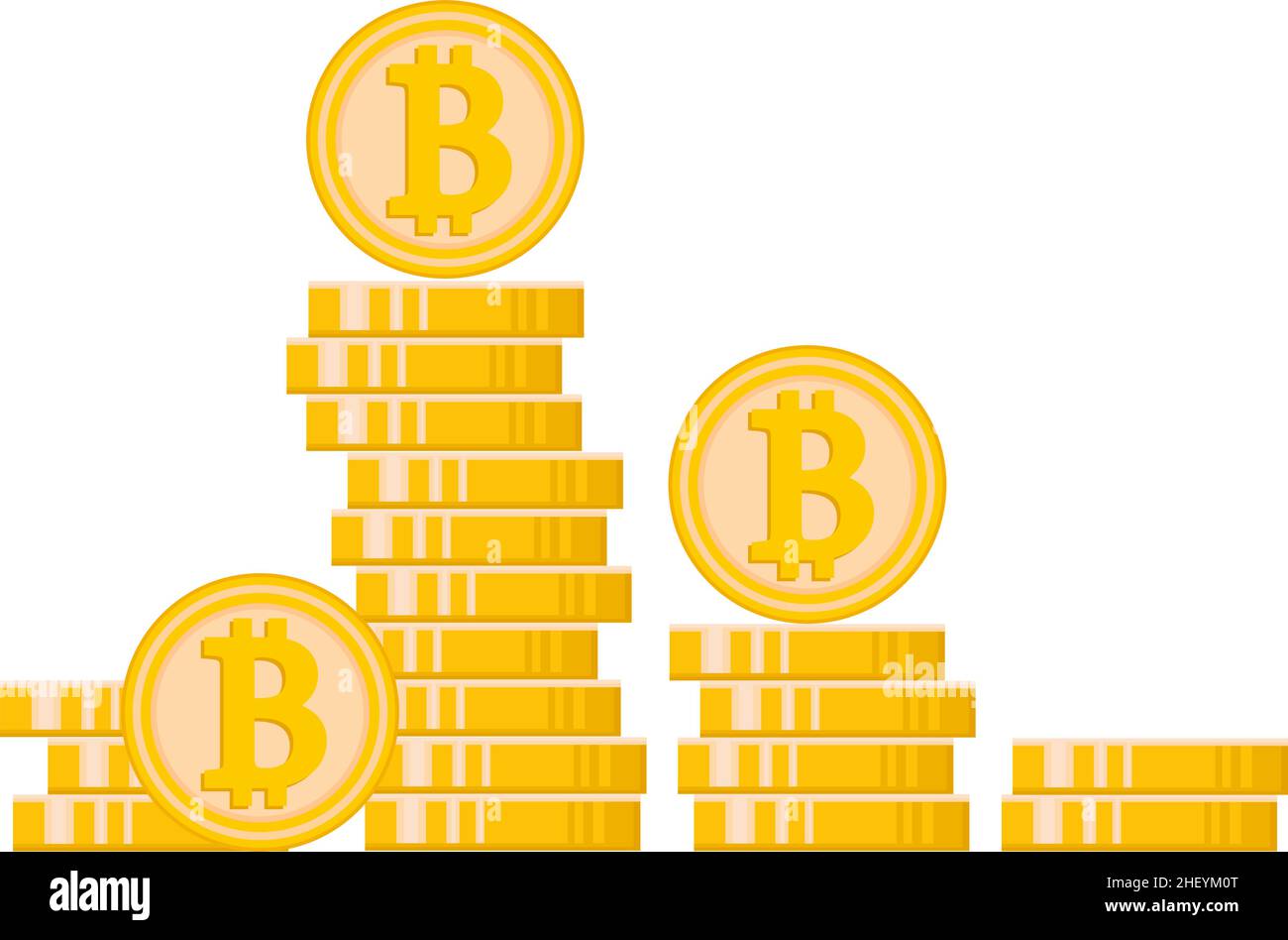 Beaucoup de bitcoins.Crypto-monnaie en or. Illustration de Vecteur