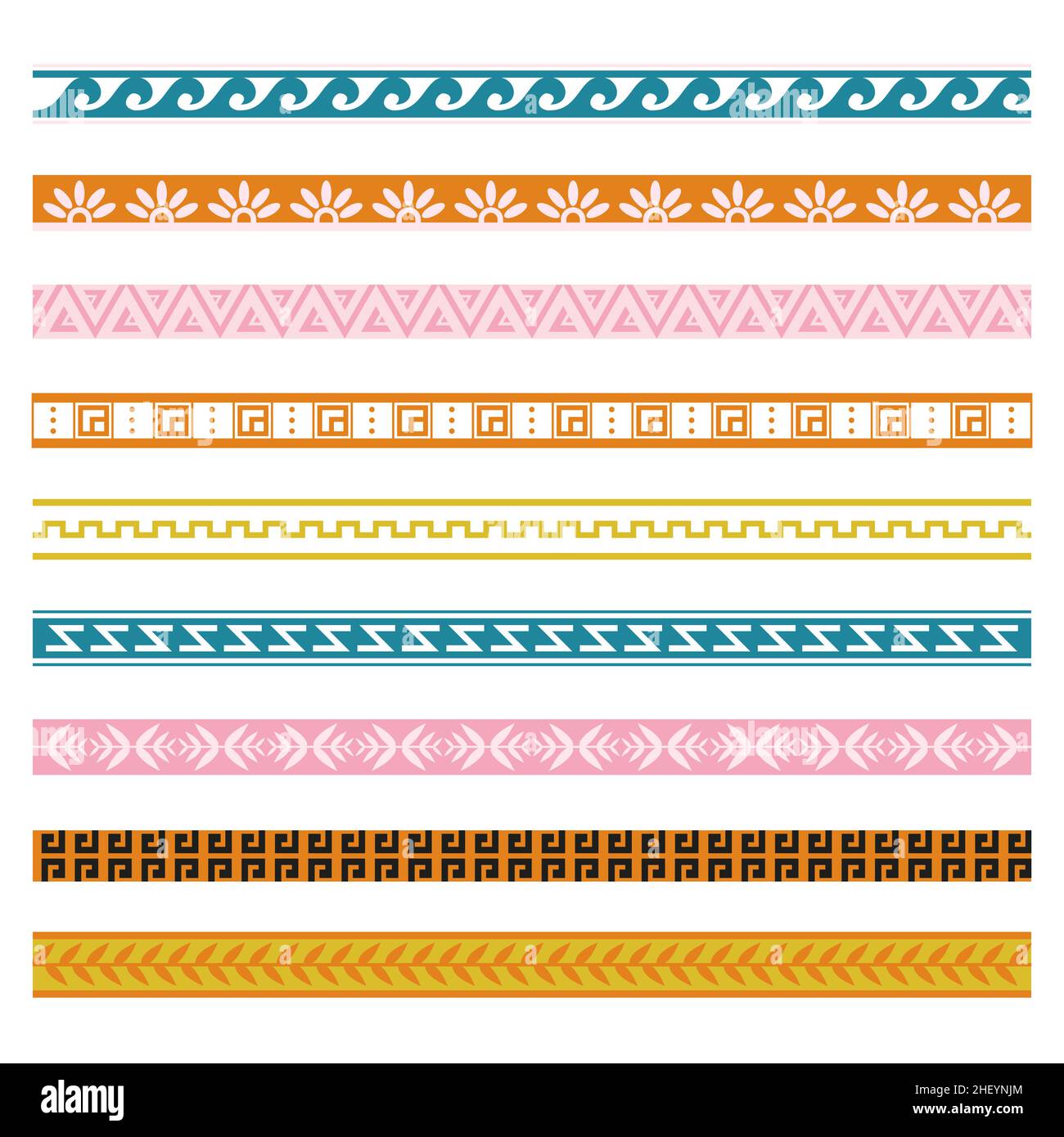 Illustration vectorielle avec bordure grecque à motif plat. Illustration de Vecteur