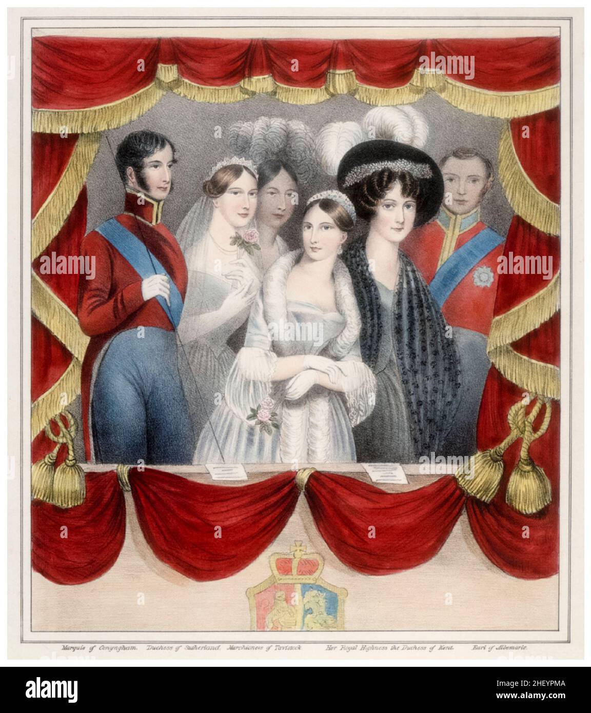 La reine Victoria de Grande-Bretagne (1819-1901) lors de sa première visite au Covent Garden Theatre, novembre 17th 1837, lithographie de D.W.Kellogg et Company, après 1838 Banque D'Images