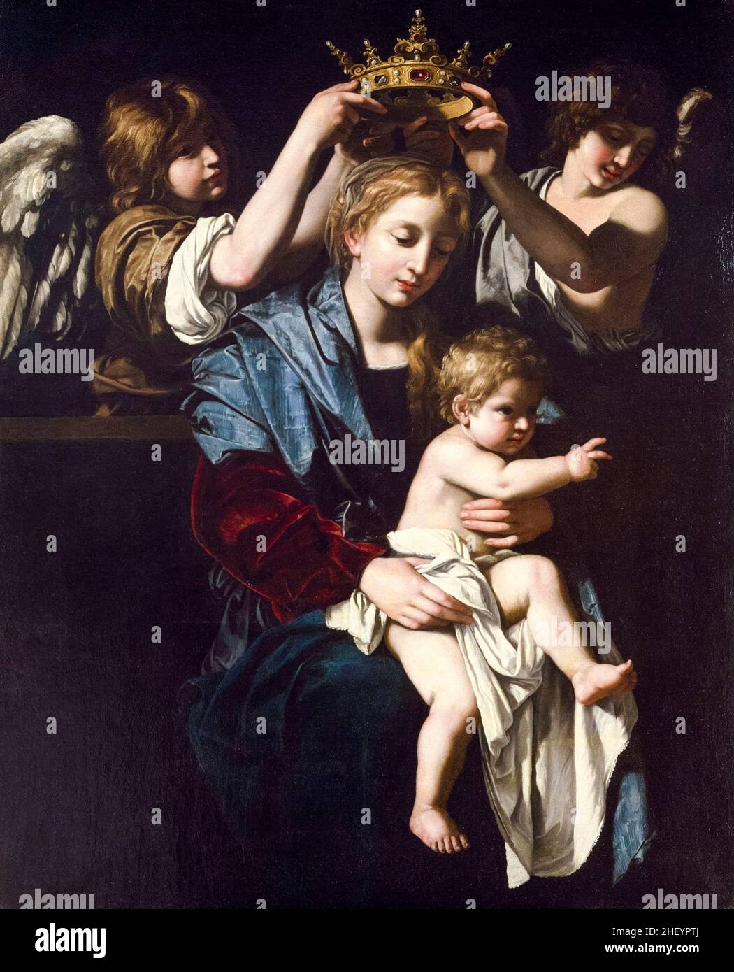 Vierge et enfant avec Anges, peinture de Bartolomeo Cavarozzi, vers 1620 Banque D'Images