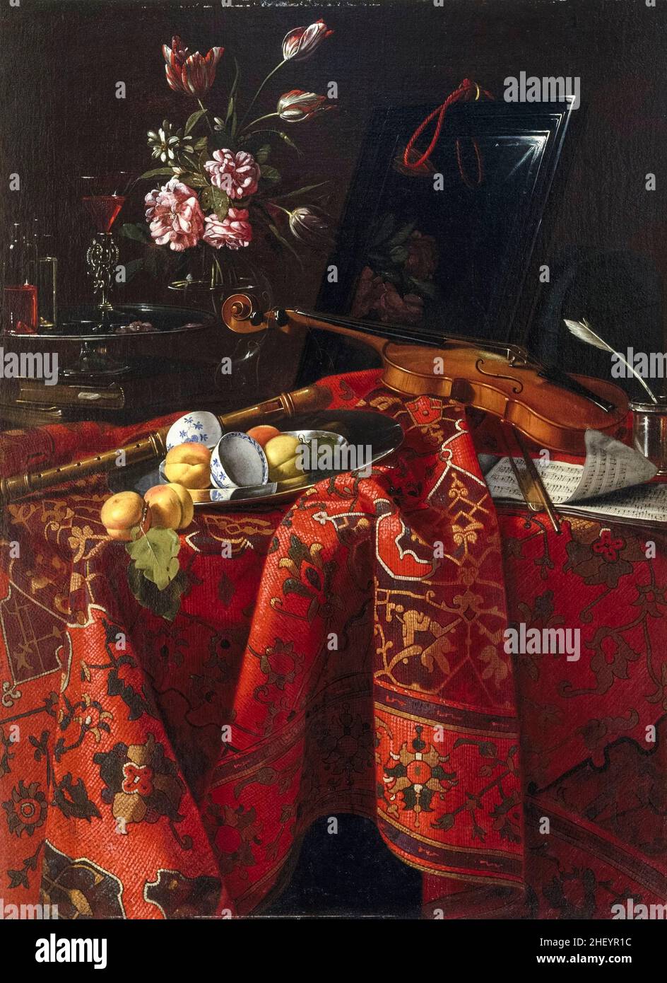 Still Life with musical instruments, peinture de Cristoforo Munari, 1710-1715 Banque D'Images