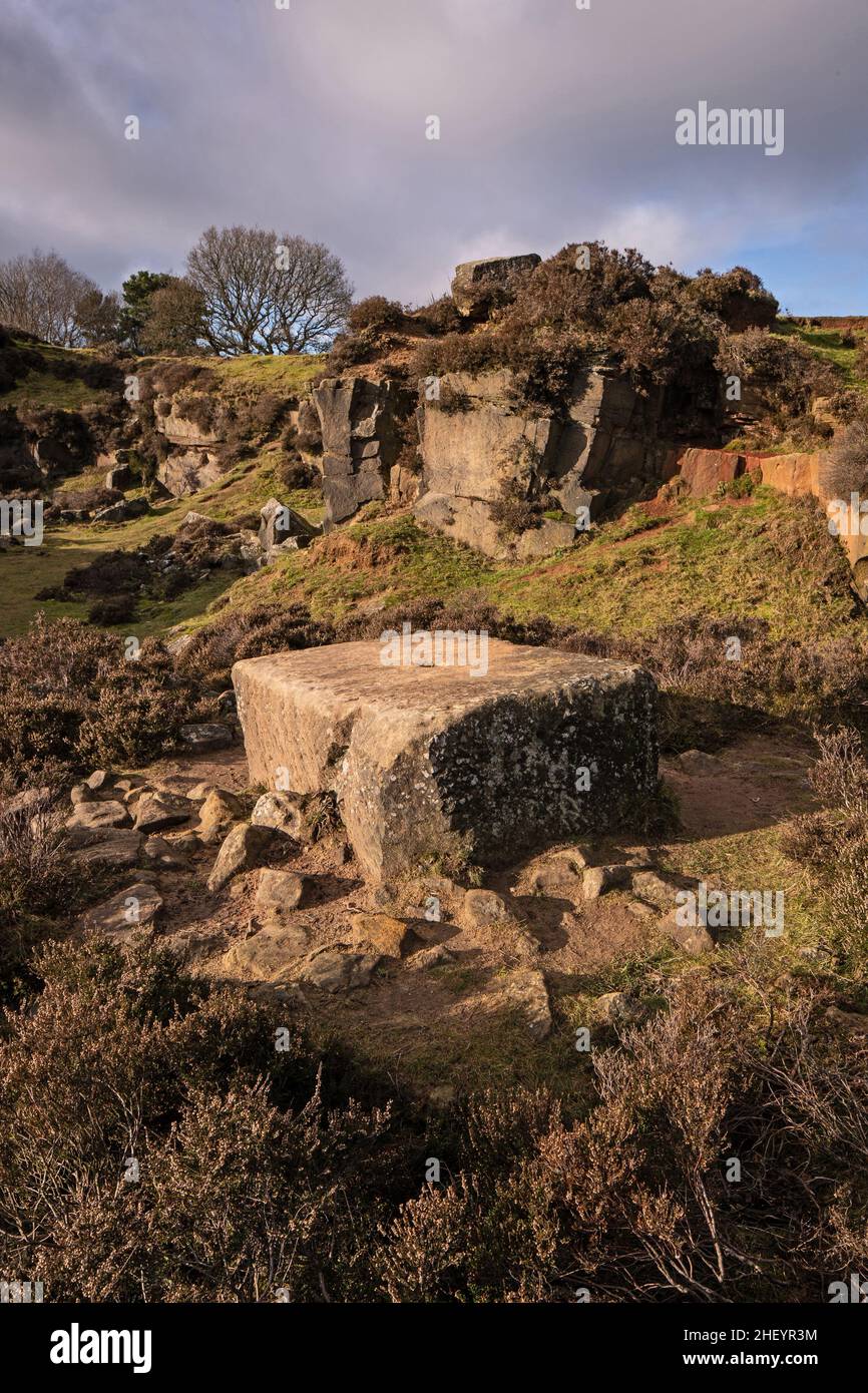 Stanton Moor, carrière de pierre de liège de Derbyshire Banque D'Images