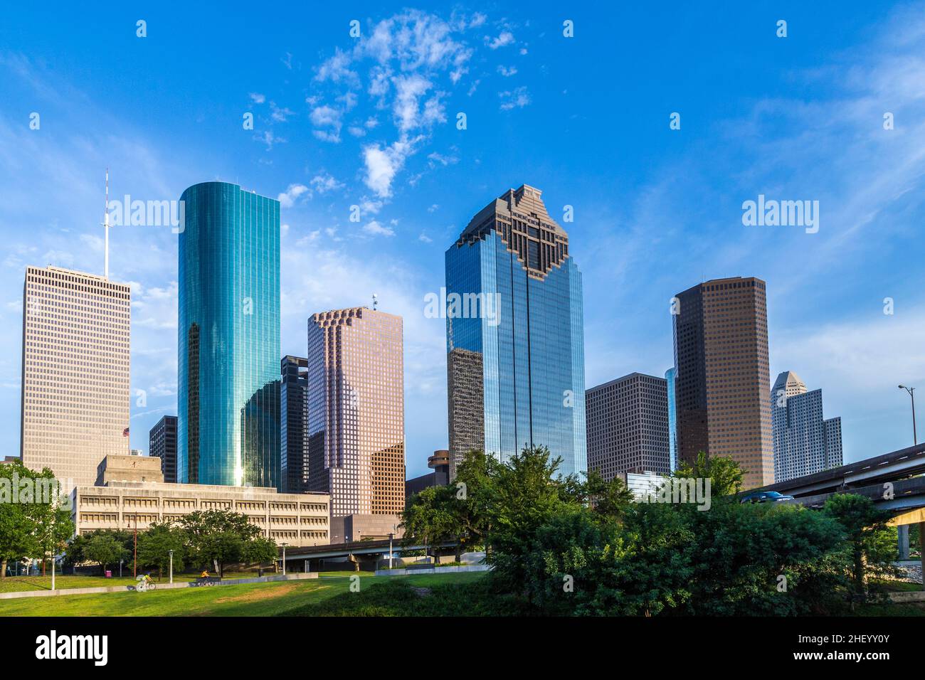 Paysage urbain de Houston dans la lumière de la fin de l'après-midi Banque D'Images