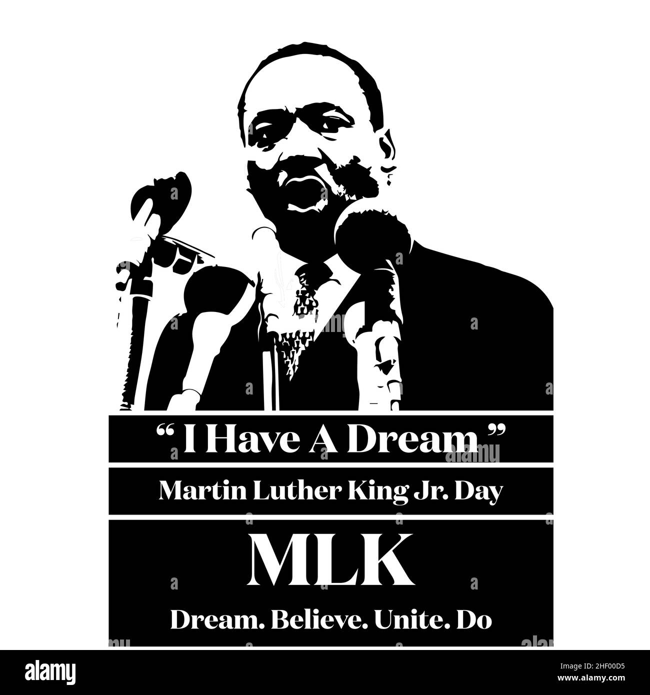 Martin Luther King Day - J'ai un rêve - MLK - rêve.Croyez.Unissez-vous.Faire - Illustration vectorielle Illustration de Vecteur