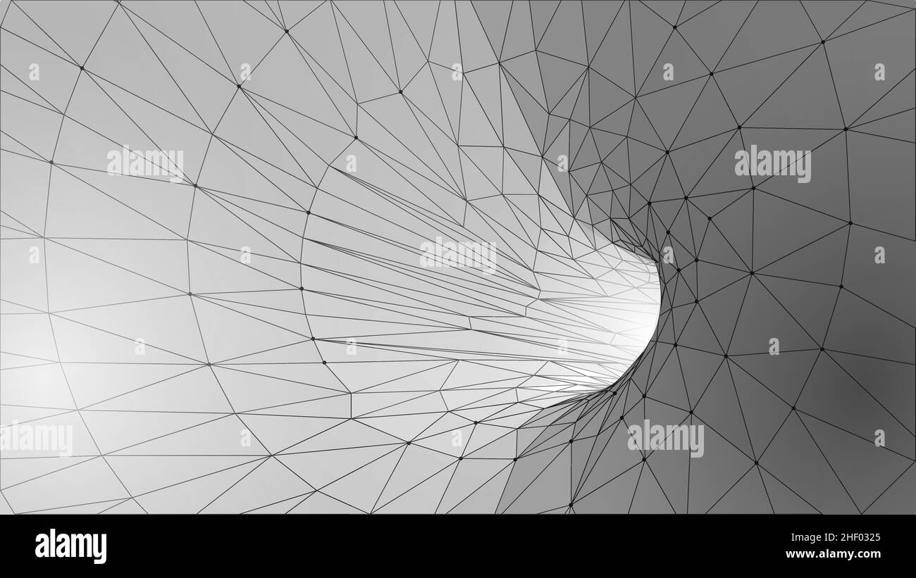 Cyber tunnel Time Jump concept de science-fiction.3D vitesse de mouvement mesh grille numérique cyber mouvement abstrait.Vortex de transformation future du cercle géométrique Illustration de Vecteur