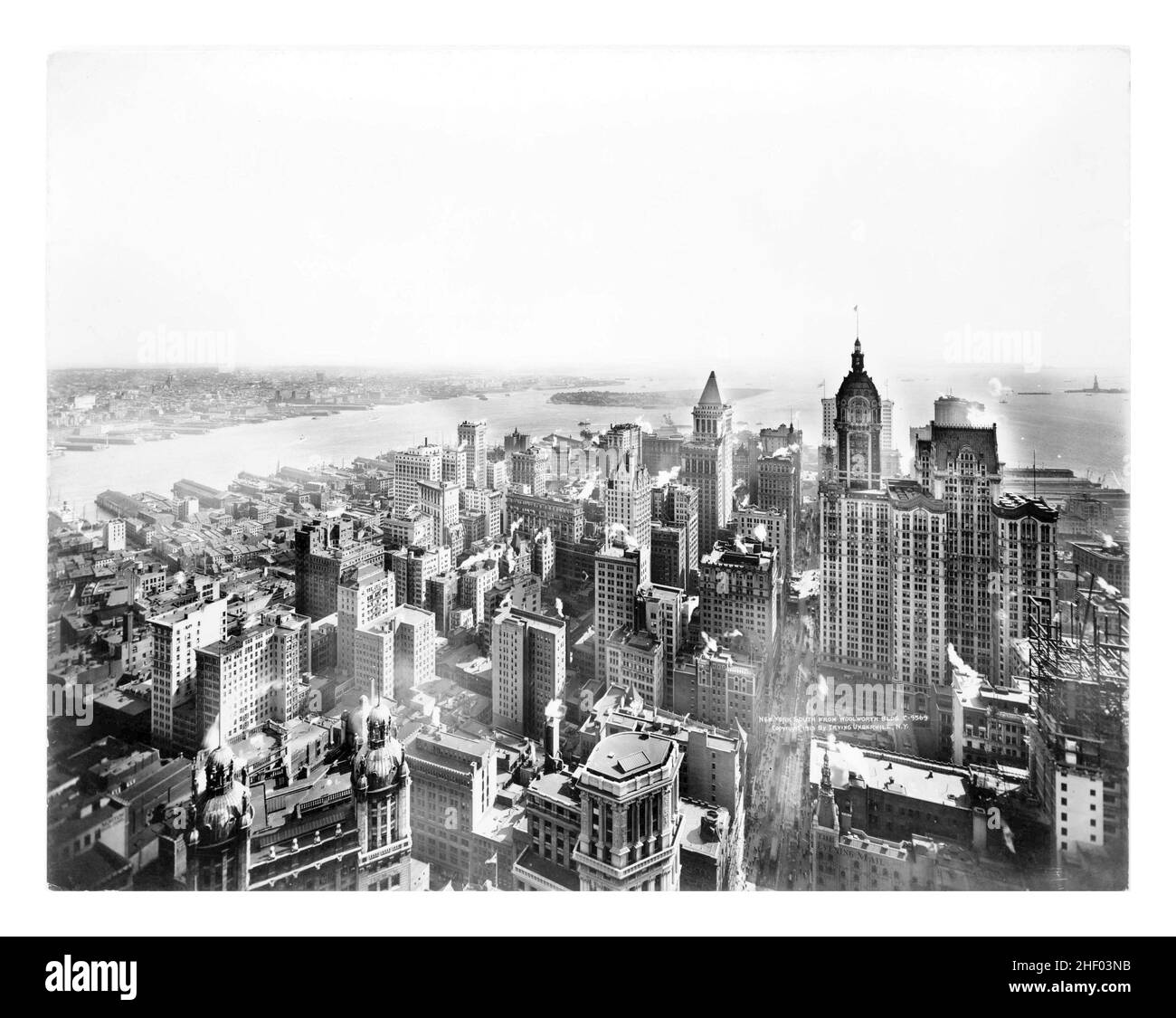 Sud de Manhattan vu depuis le Woolworth Building, 1913.Photo d'Irving Underhill.Photo d'époque de New York. Banque D'Images