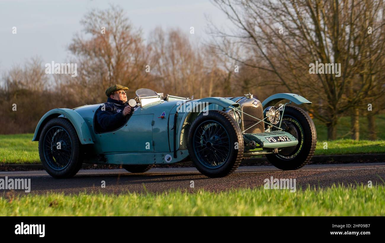 1929 voiture bleue Riley vintage Banque D'Images