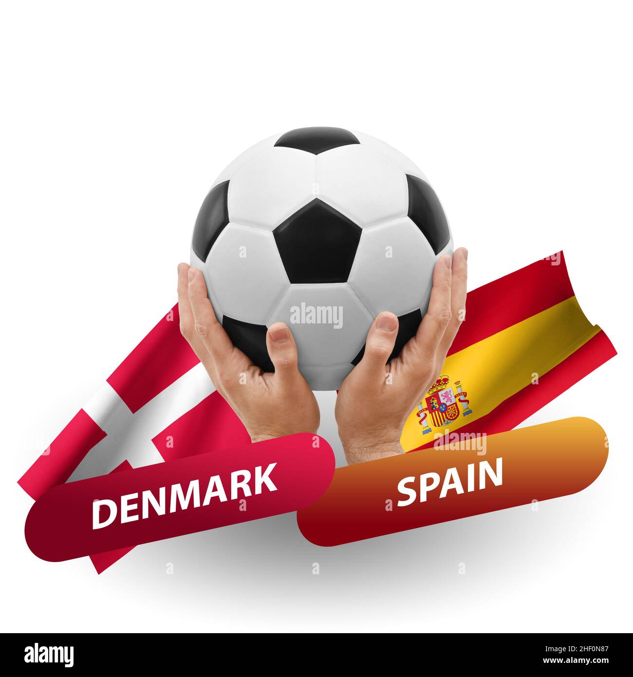 Match de football, équipes nationales danemark vs espagne Banque D'Images